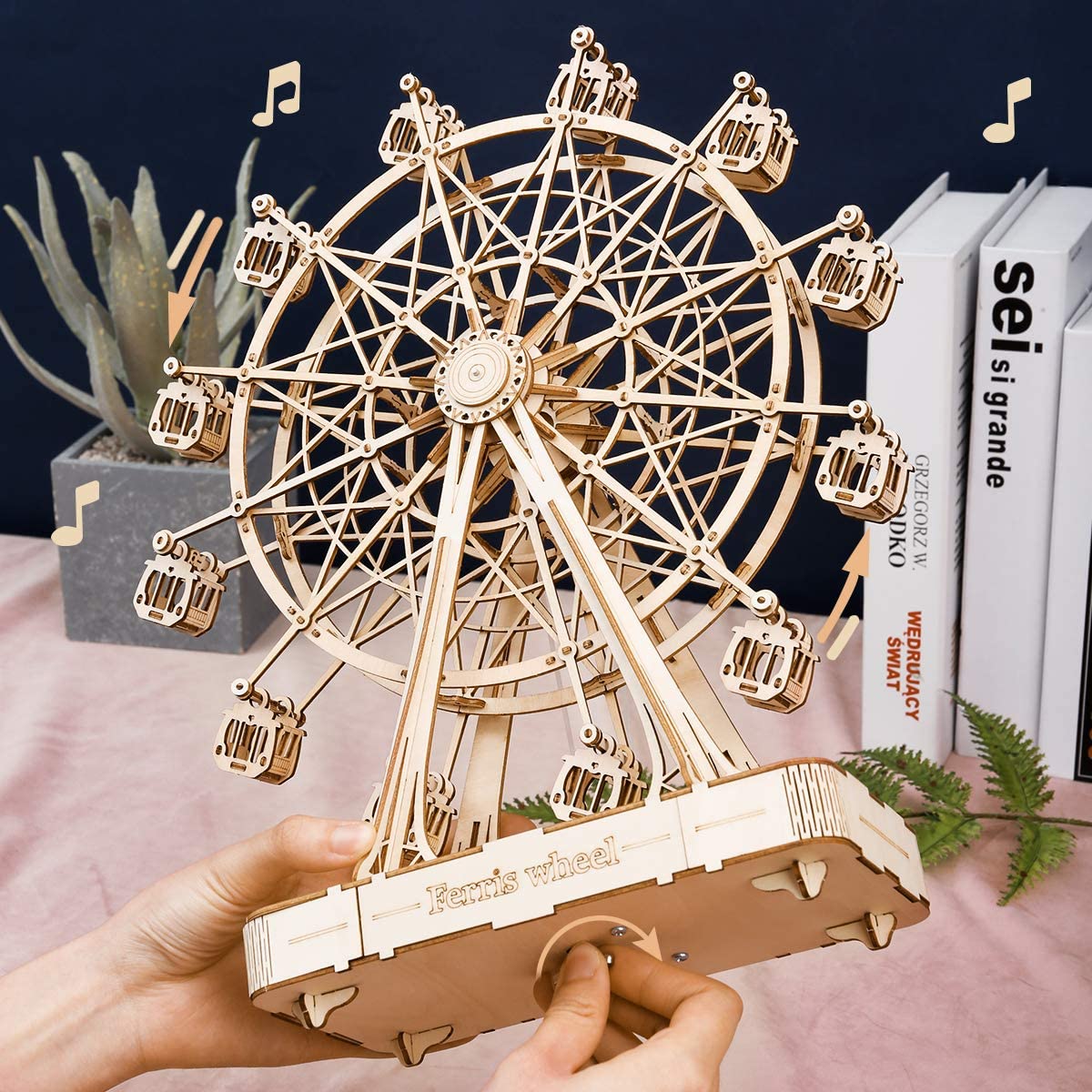 Robotime DIY Wooden Ferris Wheel Music Box Toy for Kids