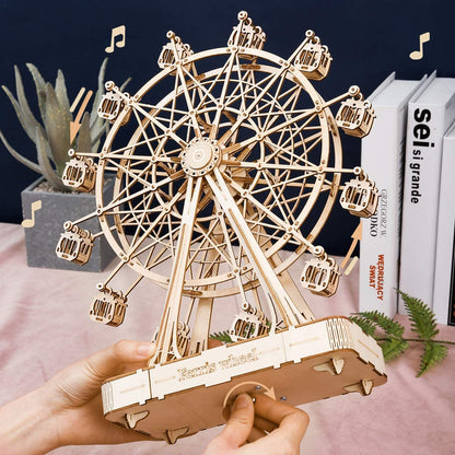 Robotime DIY Wooden Ferris Wheel Music Box Toy for Kids