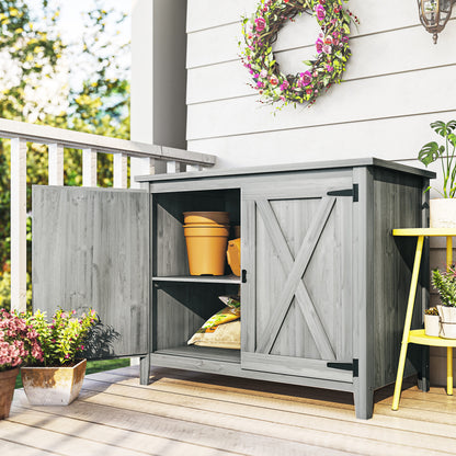 Wooden Outdoor Storage Cabinet for Garden Tools and Supplies