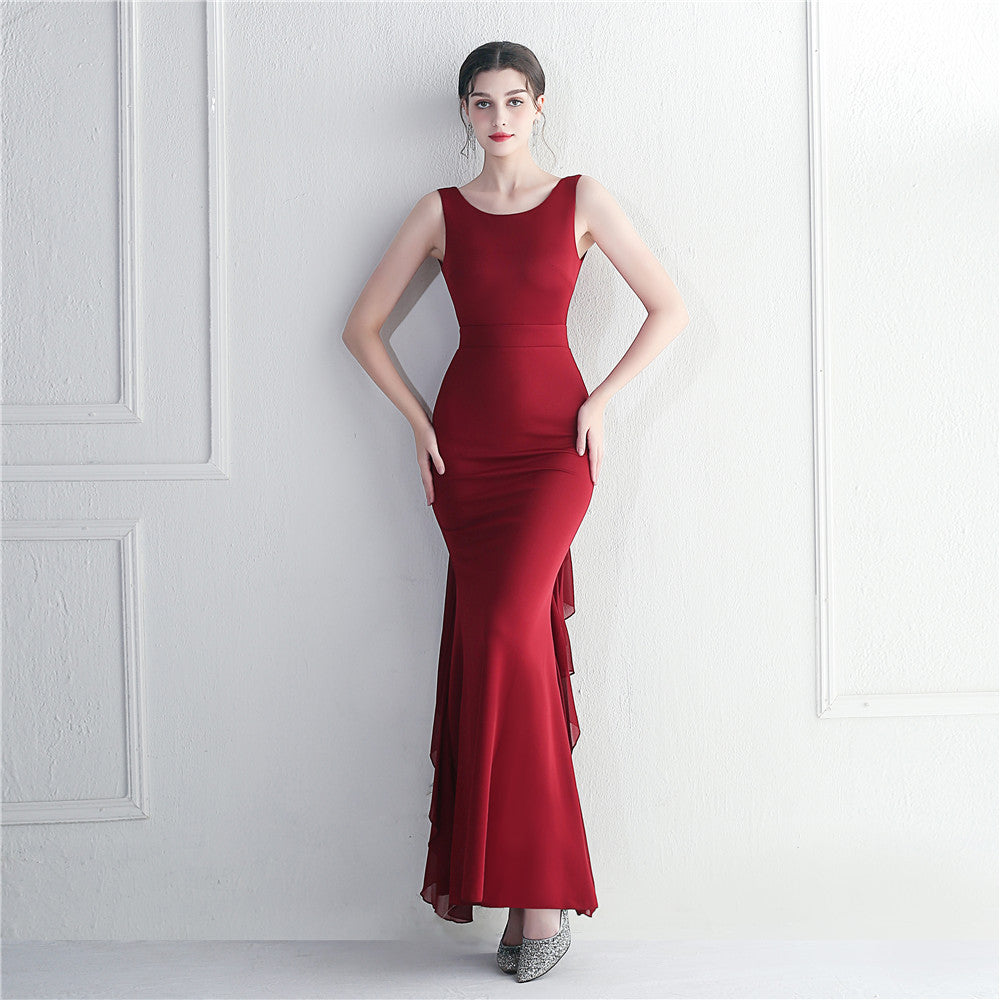 Heavy Craft Pearl Satin And Chiffon Dress