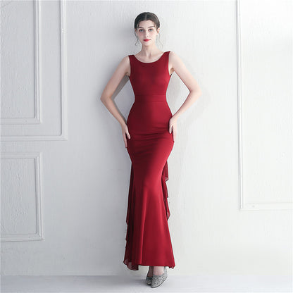 Heavy Craft Pearl Satin And Chiffon Dress