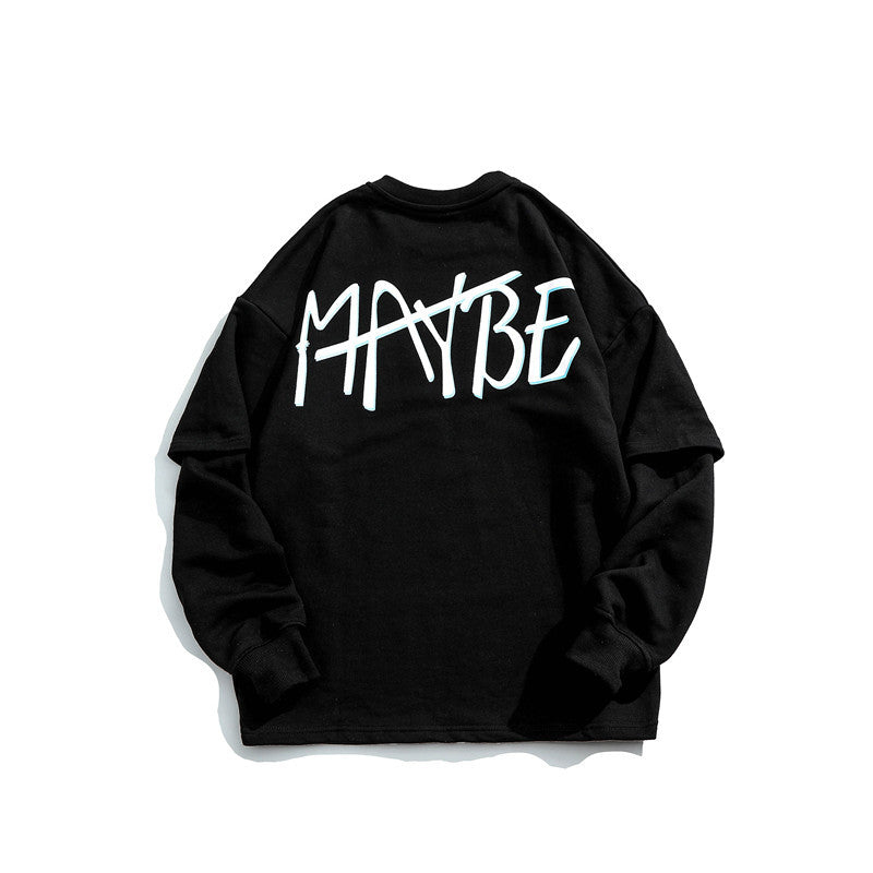 Men's Cozy Cotton Crew Neck Letter Graphic Sweatshirt