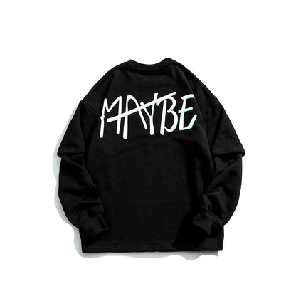 Men's Cozy Cotton Crew Neck Letter Graphic Sweatshirt
