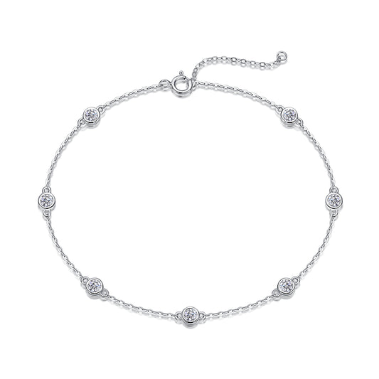 Dynamic Bubble Platinum-Plated Silver Bracelet Set with Moissanite