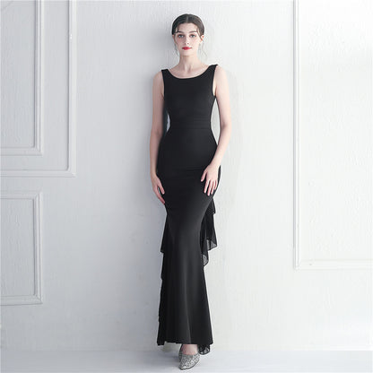 Heavy Craft Pearl Satin And Chiffon Dress