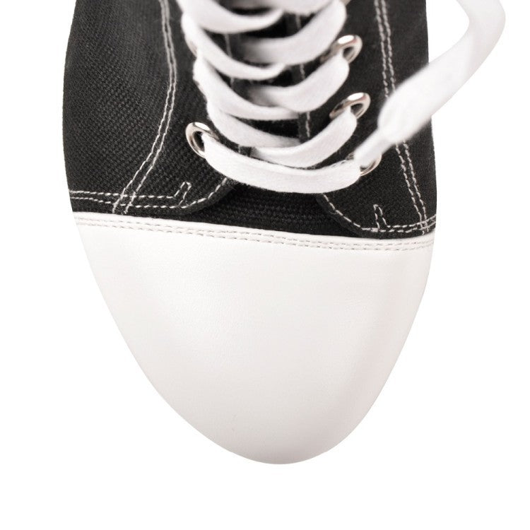 Women's Round Toe High Platform Denim Lace-up Ankle Boots