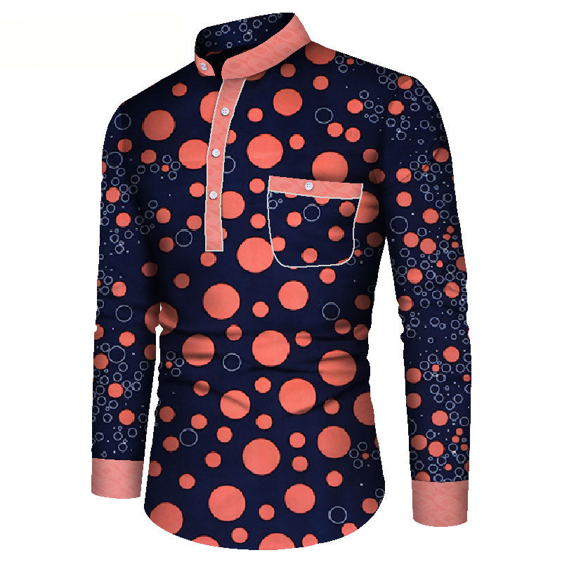 Vibrant African Print Long Sleeve Shirt for Men
