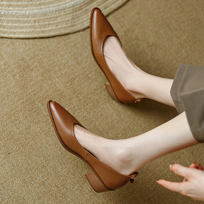 Genuine Sheepskin Leather Slip-On Heels for Women