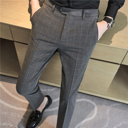 Premium Slim-Fit Plaid Dress Pants: Smart & Comfy