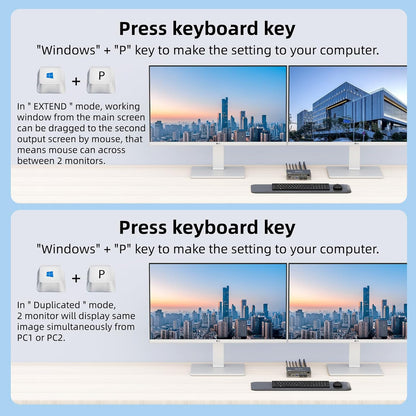 2-Computer Dual Monitor USB 3.0 KVM Switch