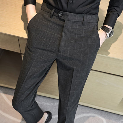 Premium Slim-Fit Plaid Dress Pants: Smart & Comfy