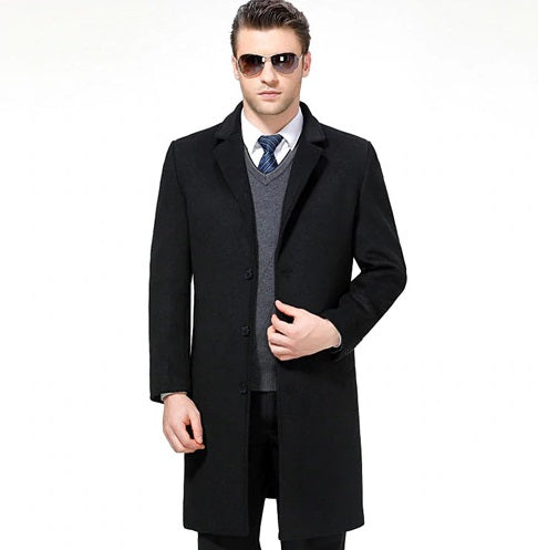 Classic Woolen Cashmere Coat for Men