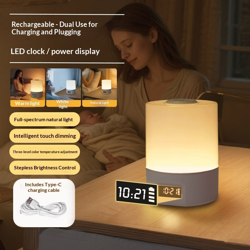 Gentle Glow Baby Night Light with Clock and Recharge