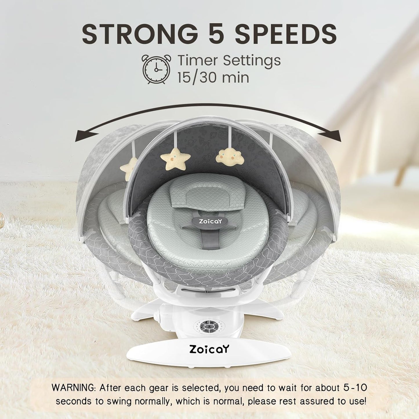 Baby Swing with Motion Sensor, Music, and 3 Modes