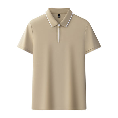 Breathable Cotton Men's Polo with Modern Zipper Design