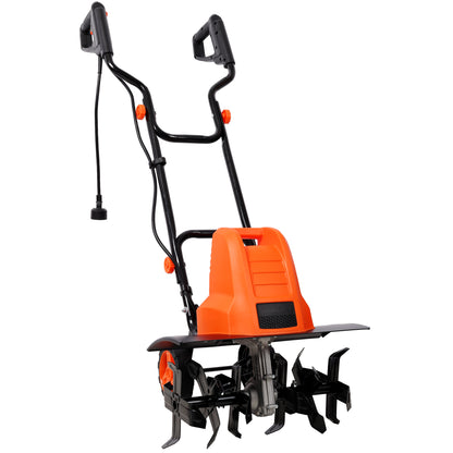Electric Lawn Tiller with Steel Tines, Adjustable Wheels