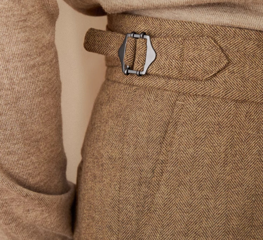 Comfy Wool-Blend High Waist Trousers in Classic Colors