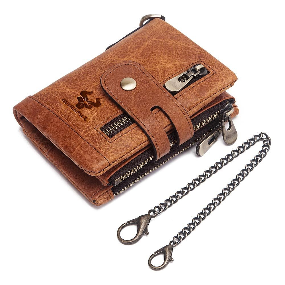 Vintage-Style Leather Wallet with RFID Protection