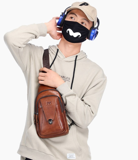 Sleek Men’s Genuine Leather Crossbody Shoulder Bag