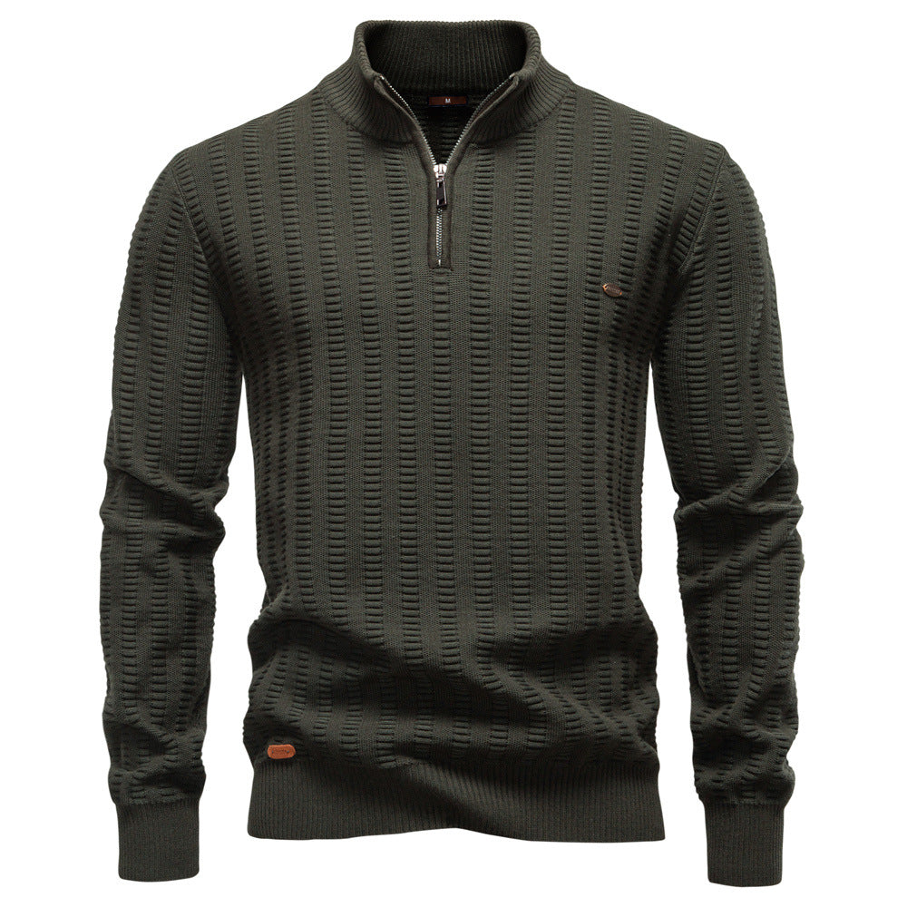 Versatile Striped Jacquard Sweater for Men