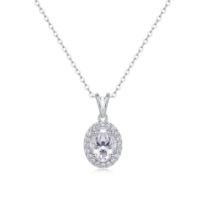 Luxury V-Shaped Moissanite Pendant – Platinum Silver Elegant Necklace