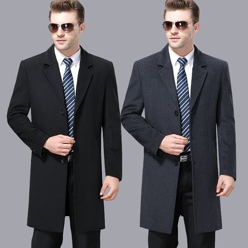 Classic Woolen Cashmere Coat for Men