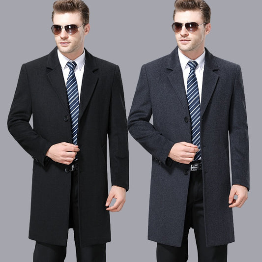 Classic Woolen Cashmere Coat for Men