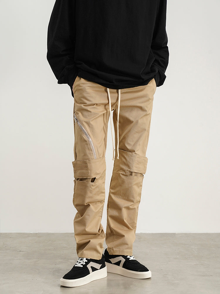 Easy-Wear Drawstring Overalls in Cotton & Khaki