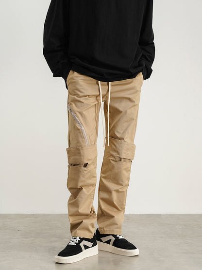 Easy-Wear Drawstring Overalls in Cotton & Khaki