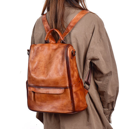 Genuine Cowhide Backpack – Luxury Anti-Theft Travel Bag