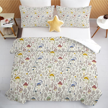 3 Pieces Mushroom Decoration Soft Bedding Comforter Set