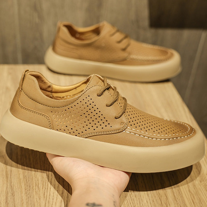 Men’s Genuine Leather Height Boost Casual Lace-Up Shoes