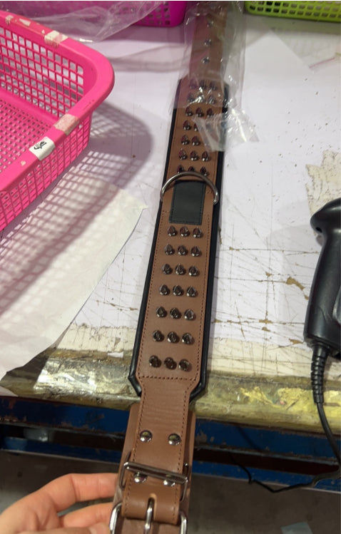 Wide Comfort Genuine Leather Dog Collar & Bandana