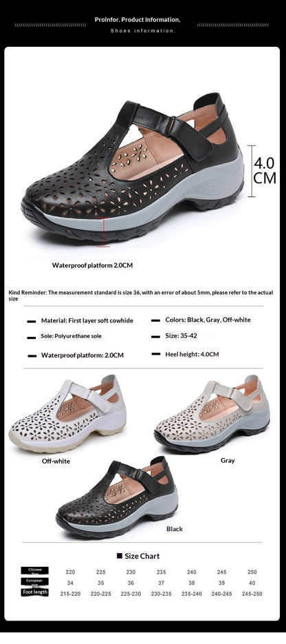 Womens Comfortable Flat Genuine Leather Shoes