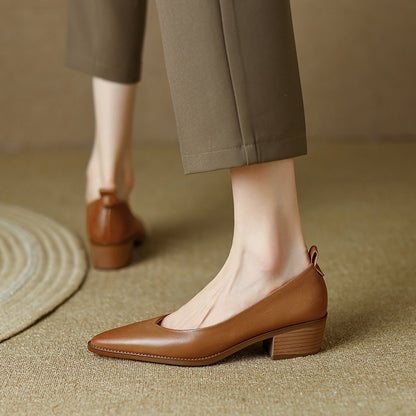 Genuine Sheepskin Leather Slip-On Heels for Women