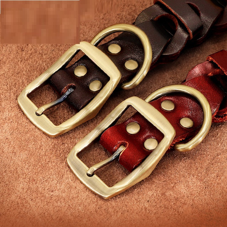 Dog Braided Genuine Leather Dog Collar