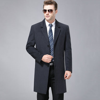 Classic Woolen Cashmere Coat for Men