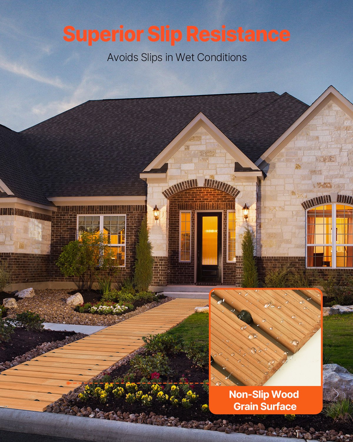 Outdoor Wooden Garden Pathway Roll-Out Lawn Walkway