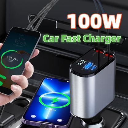 Ultra Fast 100W Car Charger Metal Multi Phone Outputs