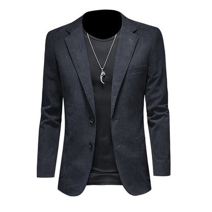 Mens Casual Corduroy Slim-fit Suit Jacket