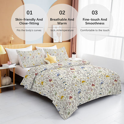 3 Pieces Mushroom Decoration Soft Bedding Comforter Set