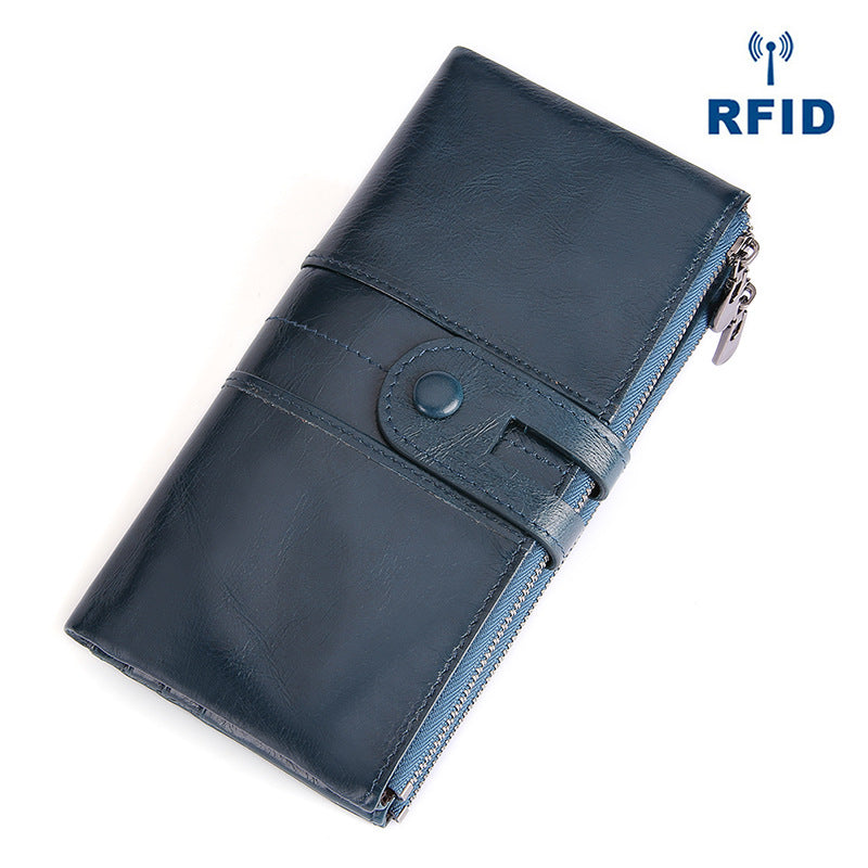 Vintage Style Women’s Leather Long RFID Wallet
