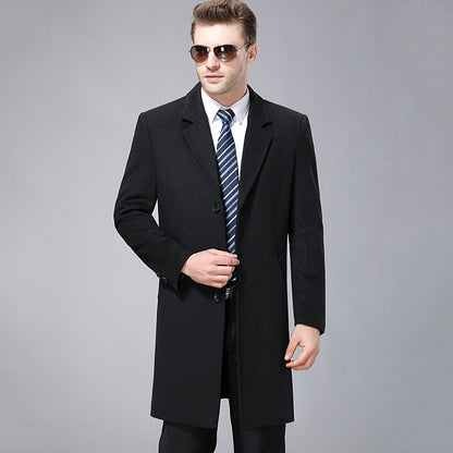 Classic Woolen Cashmere Coat for Men