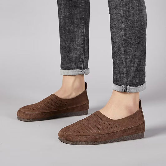 Authentic Leather Men’s Shoes – Retro Hollow Out Summer Style