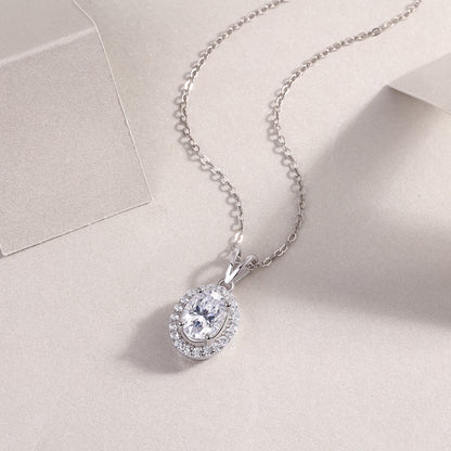 Luxury V-Shaped Moissanite Pendant – Platinum Silver Elegant Necklace