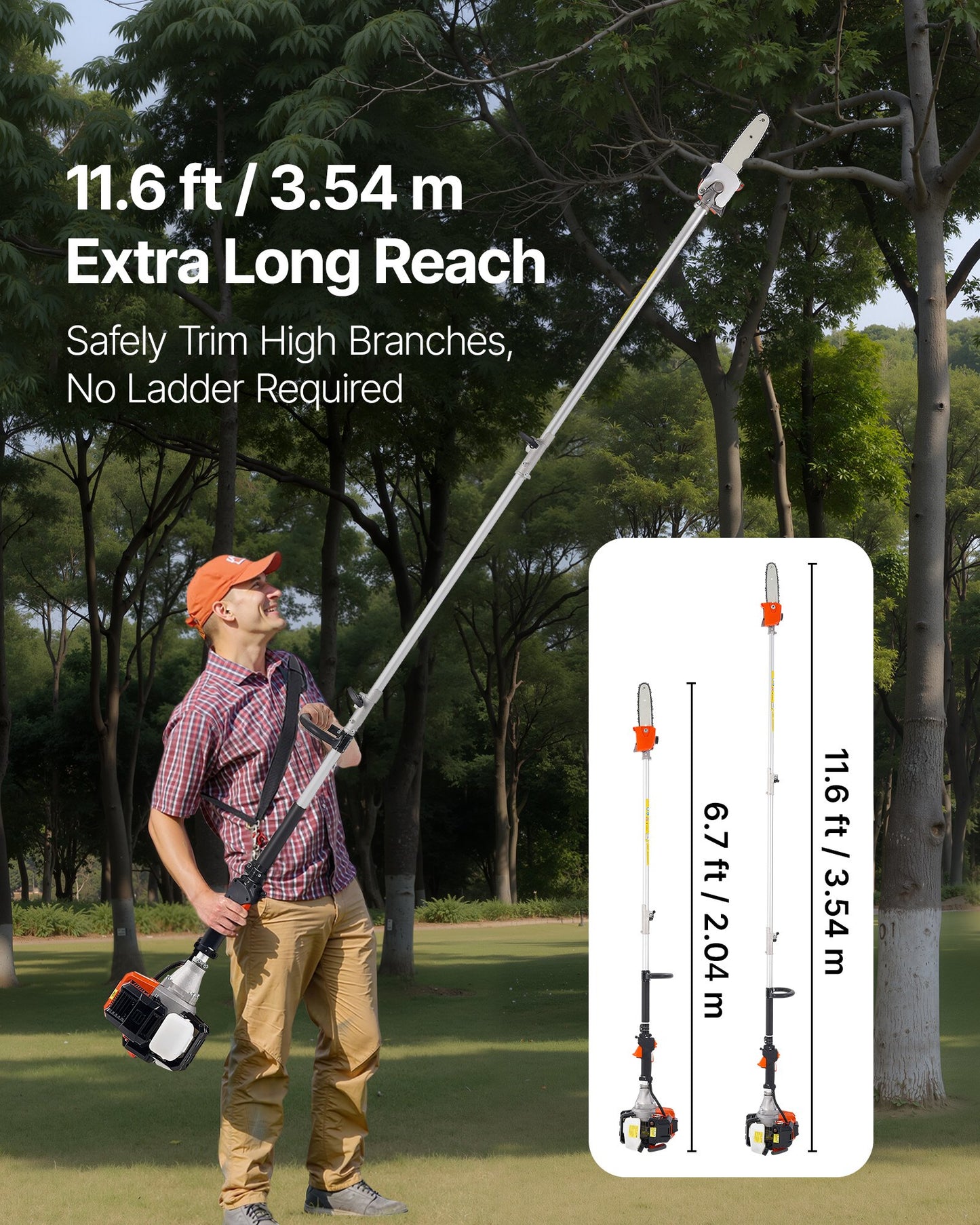 Gas Powdered 2-Stroke Pole Saw for Easy Tree Trimming