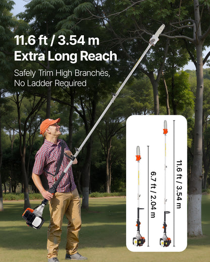 Gas Powdered 2-Stroke Pole Saw for Easy Tree Trimming