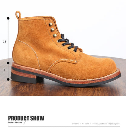 Men's Genuine Leather Outdoor Boots – High-Top Comfort Design