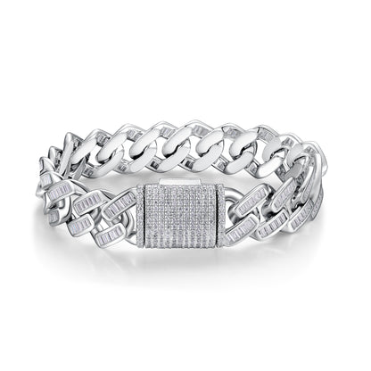 Elegant Moissanite Silver Bracelet – Fashionable Platinum Finish