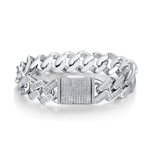 Elegant Moissanite Silver Bracelet – Fashionable Platinum Finish